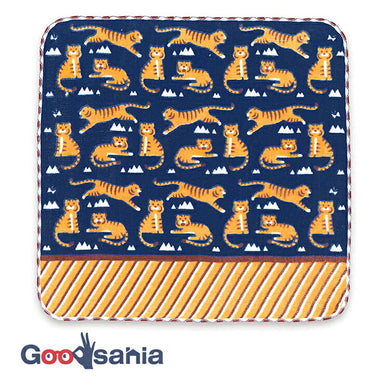 Handkerchief Town Girl's Handkerchief ~Animal Edition~ Tiger Navy Approx. 25 x 25cm