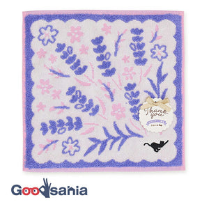 Handkerchief Gift Jacquard Handkerchief ~Flower Shop Cat~ Lavender Purple Approx. 25 x 25cm