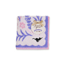 Cargar imagen en el visor de la galería, Handkerchief Gift Jacquard Handkerchief ~Flower Shop Cat~ Lavender Purple Approx. 25 x 25cm
