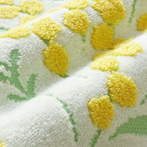 Handkerchief Gift Jacquard Handkerchief ~Flower Shop Cat~ Mimosa Yellow Approx. 25 x 25cm