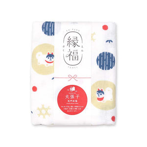 Face Towel Enpuku Towel Inu Hariko Shomon Raifuku White Approx. 34 x 90cm