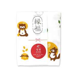 Face Towel Miyamoto Collection Enpuku Towel Lucky Tanuki Business Prosperity Approx. 34 x 90cm