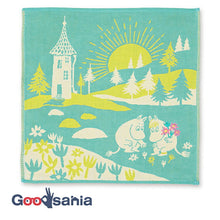 Cargar imagen en el visor de la galería, Handkerchief Moomin Mie Gauze Handkerchief Bouquet Green Approx. 25 x 25 cm
