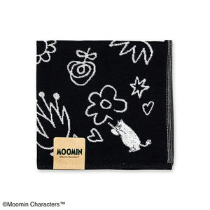 Handkerchief Moomin Mie Gauze Handkerchief Moomin & Drawing Black Approx. 25 x 25 cm