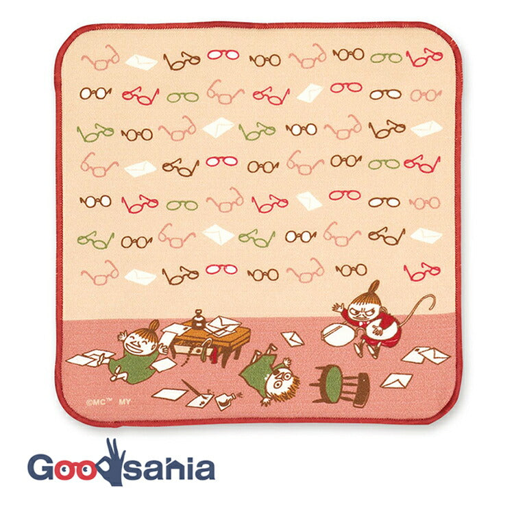 Handkerchief Moomin Smartphone/glasses cleaning handkerchief Little My & Glasses Beige Approx. 20 x 20cm