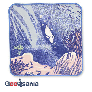 Handkerchief Moomin Smartphone/Glasses cleaning handkerchief Under the sea Blue Approx. 20 x 20 cm