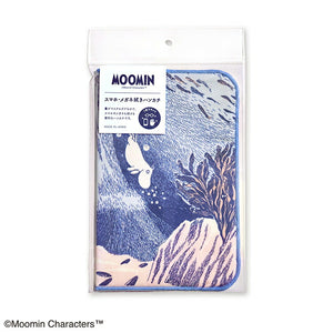 Handkerchief Moomin Smartphone/Glasses cleaning handkerchief Under the sea Blue Approx. 20 x 20 cm