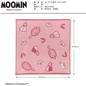 Handkerchief Moomin Mie Gauze Handkerchief Snoke's Father & Dress Pink Approx. 25 x 25 cm