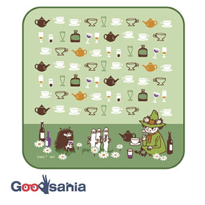 Handkerchief Moomin Smartphone/Glasses cleaning handkerchief Snufkin & Drink Green Approx. 20 x 20 cm