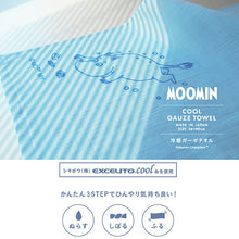 Load image into Gallery viewer, Cool Towel Moomin Cool Gauze Towel Boat Blue Approx. 34 x 90cm
