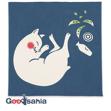 Cargar imagen en el visor de la galería, Handkerchief kenema dyed handkerchief drunk cat blue approx. 44 x 44 cm
