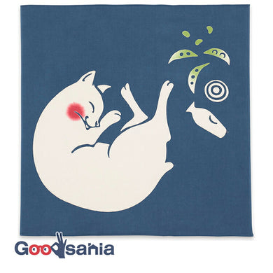 Handkerchief kenema dyed handkerchief drunk cat blue approx. 44 x 44 cm