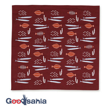 Furoshiki Wife's Small Furoshiki Fish Wine Red Approx. 50 x 50cm