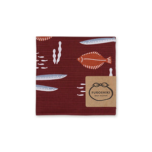 Furoshiki Wife's Small Furoshiki Fish Wine Red Approx. 50 x 50cm