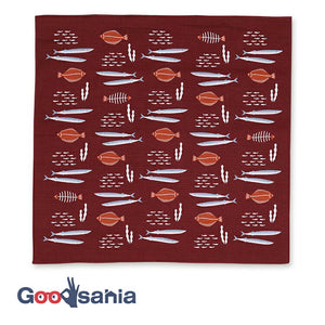 Furoshiki Wife's Small Furoshiki Fish Wine Red Approx. 50 x 50cm