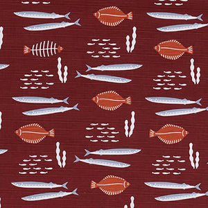 Furoshiki Wife's Small Furoshiki Fish Wine Red Approx. 50 x 50cm