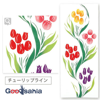 Tenugui Chudyed Tenugui Kenema Tulip Line White Approx. 35 x 90cm