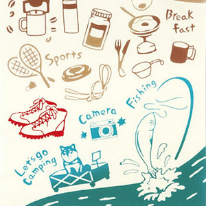 Tenugui Chudyed Tenugui kenema How to Spend Camping Beige Approx. 35 x 90cm