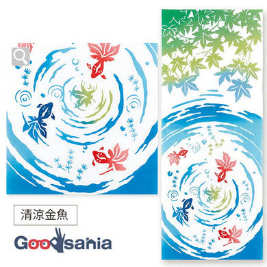 Tenugui Chudyed Tenugui Kenema Refreshing Goldfish Blue Approx. 35 x 90cm