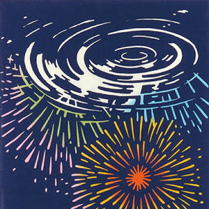 Tenugui Chudyed Tenugui Kenema Water Fireworks Navy Approx. 35 x 90cm