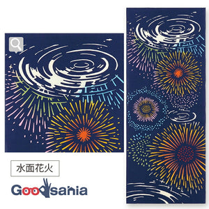 Tenugui Chudyed Tenugui Kenema Water Fireworks Navy Approx. 35 x 90cm