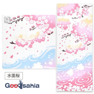 Tenugui kenema dyed tenugui water surface cherry blossoms approx. 35cm x 90cm
