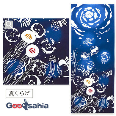 Tenugui kenema dyed tenugui summer jellyfish navy approx. 35 x 90 cm