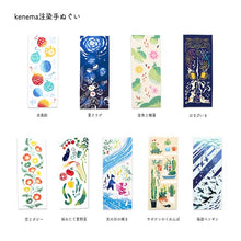 Load image into Gallery viewer, Tenugui Kenema Dyed Tenugui Hanaviru Navy Approx. 35 x 90cm
