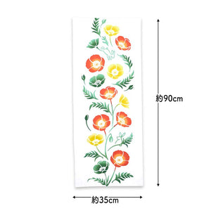 Tenugui Kenema Dyed Tenugui Love and Poppy White Approx. 35 x 90cm