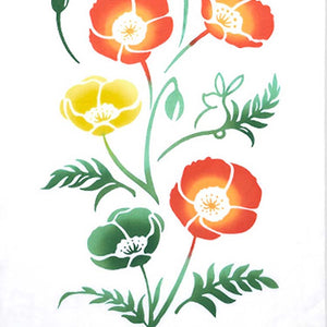 Tenugui Kenema Dyed Tenugui Love and Poppy White Approx. 35 x 90cm
