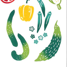 Cargar imagen en el visor de la galería, Tenugui kenema Chudyed Tenugui Freshly Harvested Summer Vegetables White Approx. 35 x 90cm
