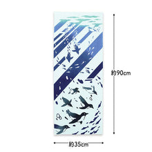Cargar imagen en el visor de la galería, Tenugui Kenema Dyed Tenugui Sea Penguin Blue Approx. 35 x 90cm
