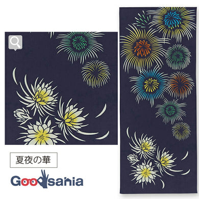 Tenugui Kenema Dyed Tenugui Summer Night Flower Navy Approx. 35 x 90cm