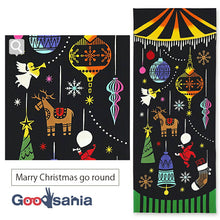 Load image into Gallery viewer, Tenugui kenema dyed tenugui Marry Christmas go round approx. 35 x 90cm
