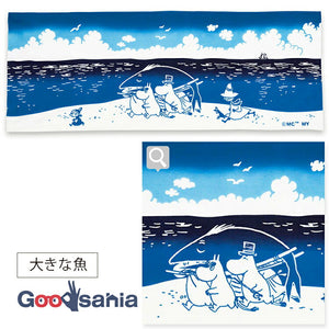 Tenugui Moomin Chudyed Tenugui Big Fish Blue Approx. 33 x 90cm