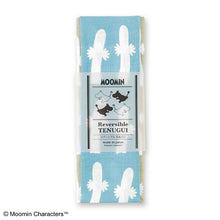 Laden Sie das Bild in den Galerie-Viewer, Tenugui Moomin Reversible Tenugui Nyoronyoro Blue x Gray Approx. 33 x 90cm
