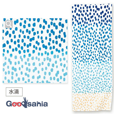 Tenugui Chudyed Tenugui kenema+ Waterdrop Blue Approx. 33 x 90cm