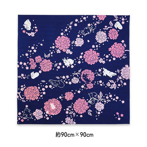 Furoshiki Kenema Large Furoshiki Marizakura and Rabbit Navy Approx. 90 x 90cm