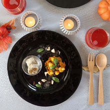 Load image into Gallery viewer, Toyo Sasaki Glass Orbit Rimmed Plate 270 (approx. φ27 x H2cm, Made in Japan, Black, 46051BK) (Glass Plate, Dinner Plate, Rimmed Plate, Large Plate with Rim, Serving Plate, Glassware)
