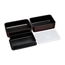 将图片加载到图库查看器，Lunch Box Ajiro Bamboo Basket Long Corner Tame Upper 360ml Lower 540ml
