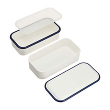 将图片加载到图库查看器，Lunch Box Retro MODA Square Lunch Navy Upper 275ml Lower 275ml (Bento Bento Lunch Box 2 Tiers 2 Tiers Microwave Safe Dishwasher Safe)
