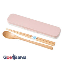 将图片加载到图库查看器，Cutlery Set mayu Mayu Wooden Chopsticks and Spoon Set Pink (Chopsticks and Spoon) Approx. 18cm T-36409 (Cutlery Spoon Set My Chopsticks Chopstick Box 18cm Lunch Box Women)
