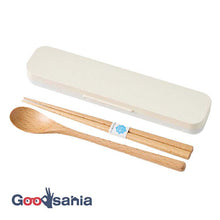 Load image into Gallery viewer, Cutlery Set Mayu Mayu Wooden Chopsticks and Spoon Set Ivory (Chopsticks and Spoon) Approx. 18cm T-36410 (Cutlery Spoon Set My Chopsticks Chopstick Box 18cm Lunch Box Women)
