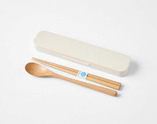 Load image into Gallery viewer, Cutlery Set Mayu Mayu Wooden Chopsticks and Spoon Set Ivory (Chopsticks and Spoon) Approx. 18cm T-36410 (Cutlery Spoon Set My Chopsticks Chopstick Box 18cm Lunch Box Women)
