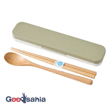 Load image into Gallery viewer, Cutlery Set mayu Mayu Wooden Chopsticks and Spoon Set Light Khaki (Chopsticks and Spoon) Approx. 18cm T-36411 (Cutlery Spoon Set My Chopsticks Chopstick Box 18cm Lunch Box Women)
