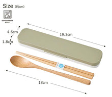 Load image into Gallery viewer, Cutlery Set mayu Mayu Wooden Chopsticks and Spoon Set Light Khaki (Chopsticks and Spoon) Approx. 18cm T-36411 (Cutlery Spoon Set My Chopsticks Chopstick Box 18cm Lunch Box Women)
