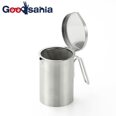 and Stainless Steel Mini Oil Pot Silver Approx. 10.2 x 11 x 7.8cm AN0201 (Oil Pot Made in Japan Tsubame Sanjo Small Small Size Oil Strainer Fried Food Tempura Kitchen)