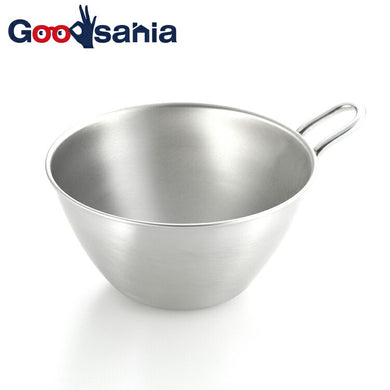 and stainless steel bowl with handle silver approx. 8 x 15.5 x 12.5cm AN0205 (bowl mini small 500 stainless steel silver cooking kitchen compact)