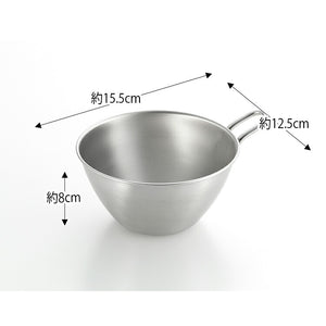 and stainless steel bowl with handle silver approx. 8 x 15.5 x 12.5cm AN0205 (bowl mini small 500 stainless steel silver cooking kitchen compact)