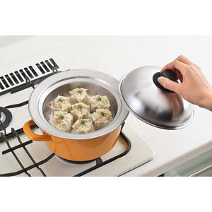 Steamer [Suitable for 18~20cm] Steaming plate for use on a pot (with lid) Mimi Ayana Silver SJ2630